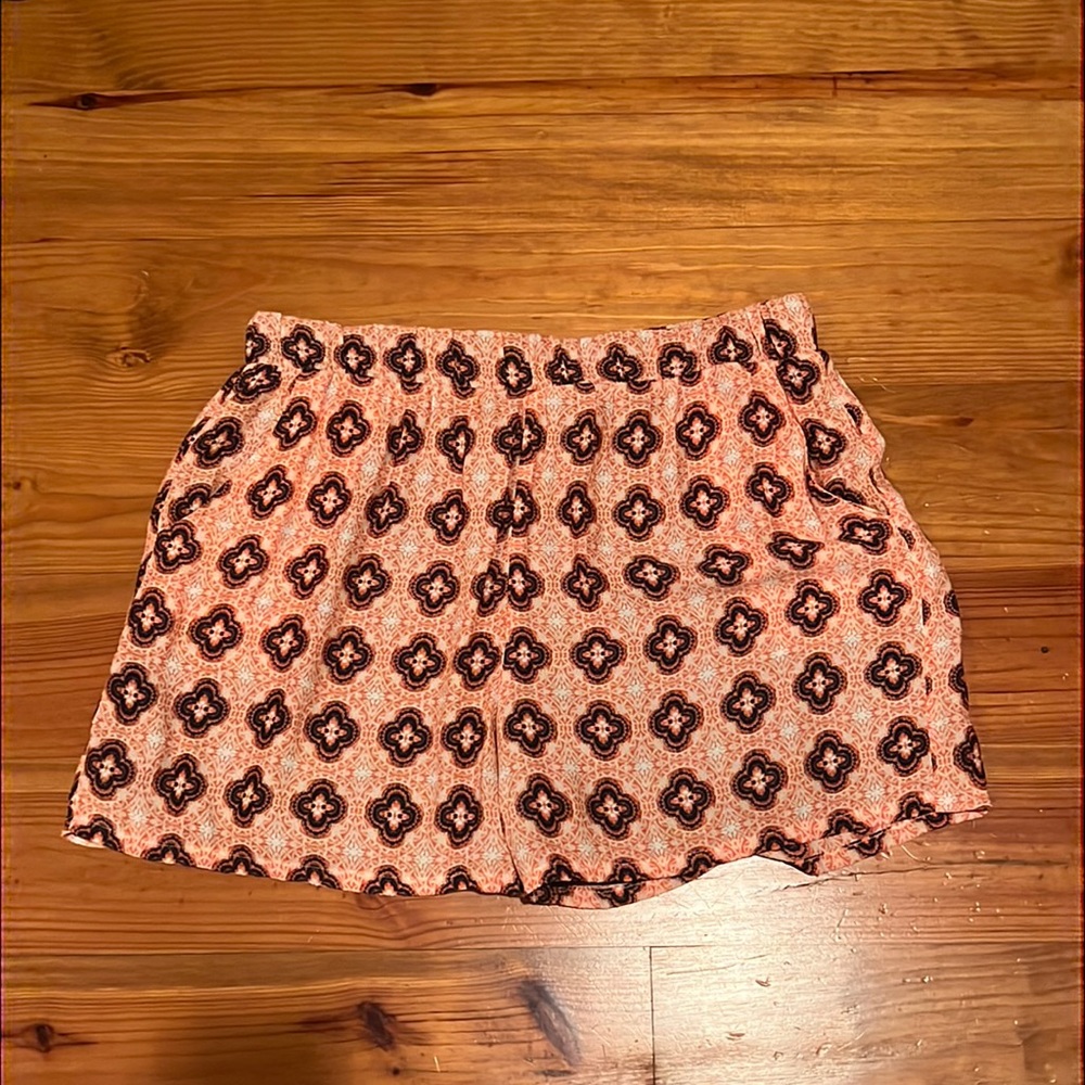 Orange and Navy elastic waist shorts